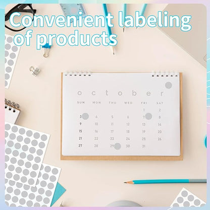 Dot Stickers - 1/2 Inch Grey Circle Labels, 1400pcs Writable Color Coding, Round Stickers for Office, Classroom, Garage Sale