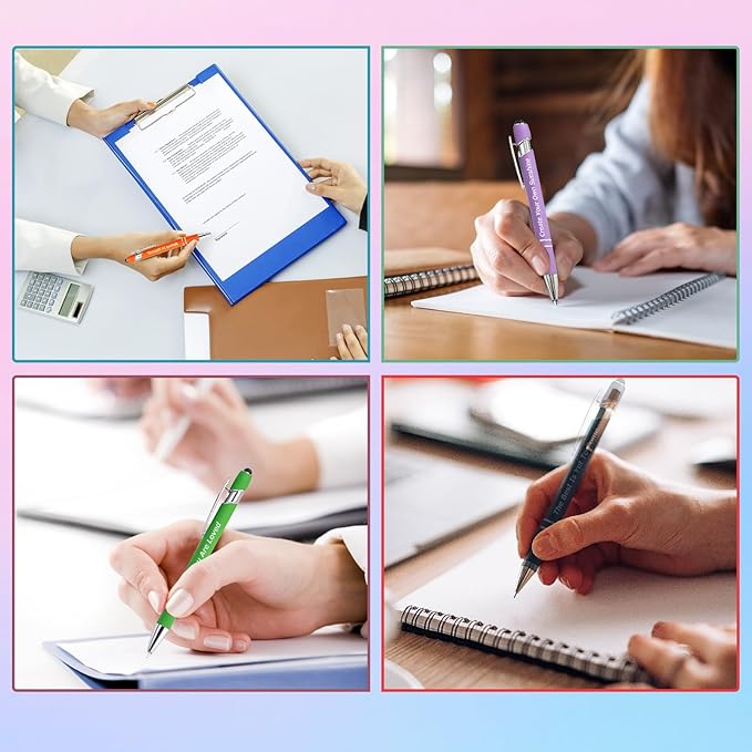 60 Piece Inspirational Pens Kit with Stylus Tip & Sayings – 30 Motivational Pen + 30 Individual Bags – Uplifting Quote & Positive Ideas – For Teachers, Office, School, Meetings, Team Events