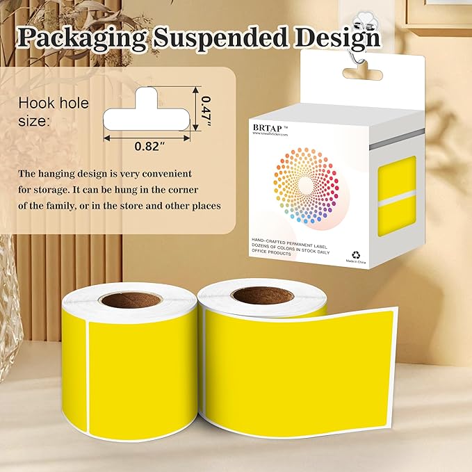 Rectangular Color Coding Packing Labels 3X5 Inch 250 Per Roll, Yellow Moving Stickers for Boxes Color Coded, Packing Labels Stickers for Inventory Warehouse