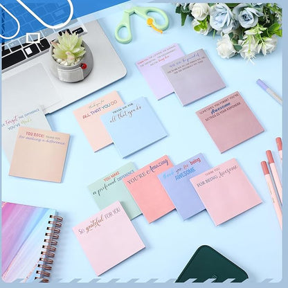 Yinder 24 Pcs Employee Appreciation Sticky Notes Xmas Gift Bulk Motivation Note Pads Mini Inspirational Note Gift for Teacher Nurse Staff Coworker Office Supply 3 x 3'' (Appreciation,Artistic)