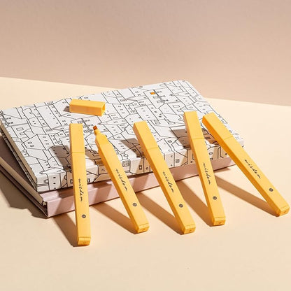 DIVERSEBEE Bible Highlighters with Soft Chisel Tip, 5 Pack Single Color Pens No Bleed, Quick Dry, Cute Aesthetic Markers for Bible Study Journaling Supplies (Yellow)