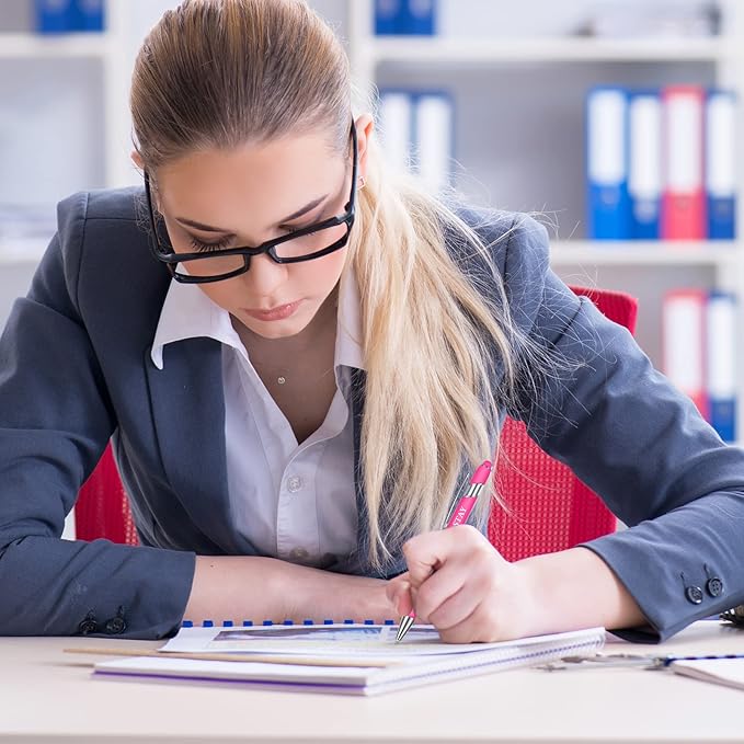 Zonon 12 Pcs Inspirational Pens Bulk Funny Ballpoint Pen with Stylus Tip Motivational Gifts for Christmas Teacher Coworkers Nurse School Office Supplies(Pink,Motivational Style)