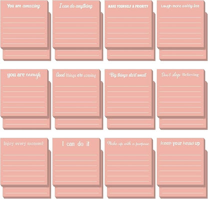 Yinder 24 Pcs Inspirational Sticky Notes Christmas Stocking Stuffers Motivational Sticky Notes Pad Employee Appreciation Gift Bulk for Teacher Nurse Coworker Office 3 x 3'' (Inspirational,Rose Gold)