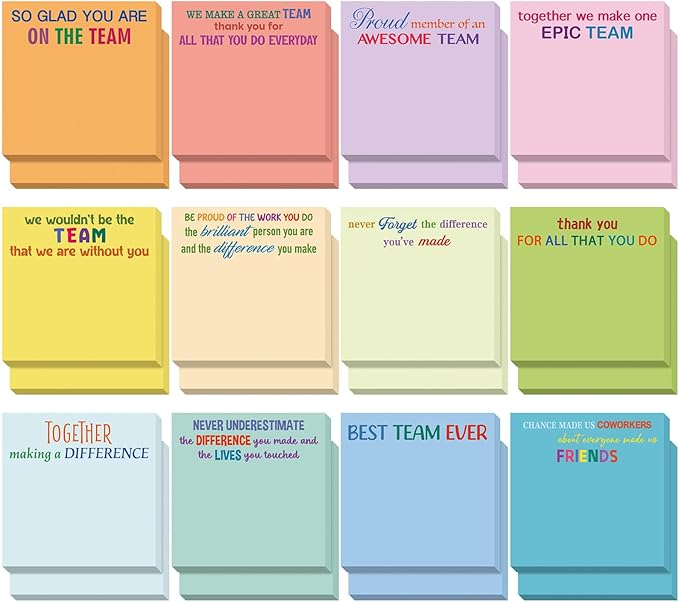 Yinder 24 Pcs Inspirational Sticky Notes Christmas Stocking Stuffers Motivational Sticky Notes Pad Employee Appreciation Gift Bulk for Teacher Nurse Coworker Office 3 x 3'' (Thank You,Elegant)
