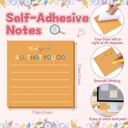 Yinder 24 Pcs Employee Appreciation Sticky Notes Xmas Gift Bulk Motivation Note Pads Mini Inspirational Note Gift for Teacher Nurse Staff Coworker Office Supply 3 x 3'' (Appreciation,Macaron Color)
