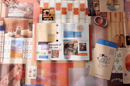 Draupnir Aesthetic Scrapbook Kit(348pcs), Bullet Junk Journal Kit with Journaling/Scrapbooking Supplies, Stationery,A6 Grid Notebook with Graph Ruled Pages DIY Scrapbook Gift for Teen Girl Kid(Sunset)