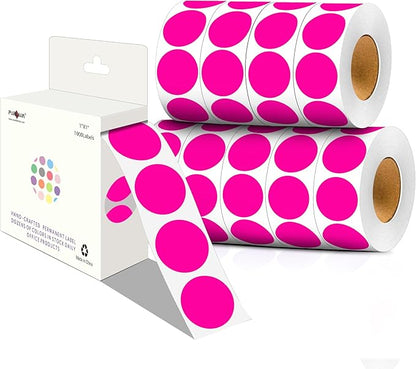 PARLAIM 1 Inch Round Color-Code Dot Stickers,10000per/10 Rolls dots Label Dispenser Box, Fluorescent Pink Circle Stickers Label for Office Home(Fluorescent Pink)
