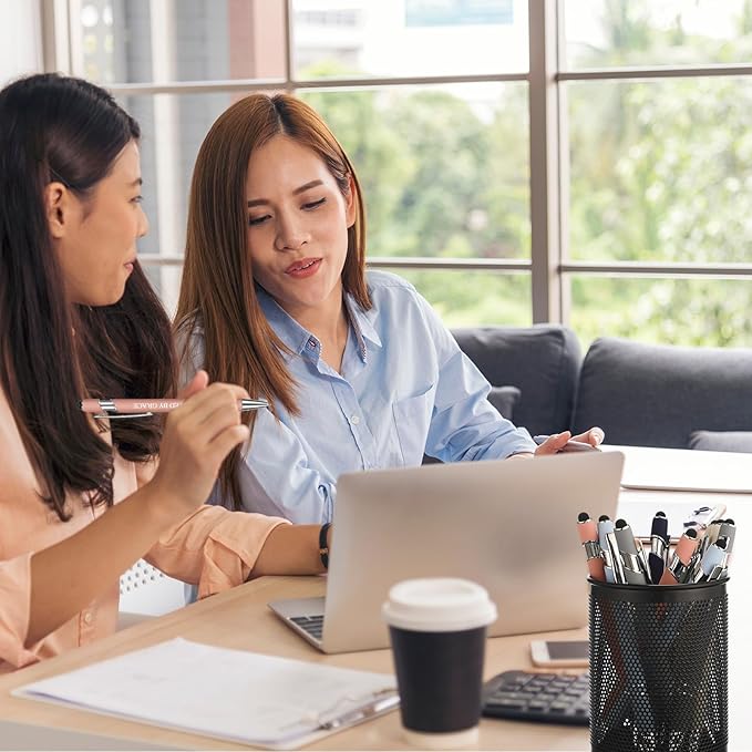 Zonon 12 Pcs Inspirational Pens Bulk Funny Ballpoint Pen with Stylus Tip Motivational Gifts for Christmas Teacher Coworkers Nurse School Office Supplies(Morandi,Bible Style)