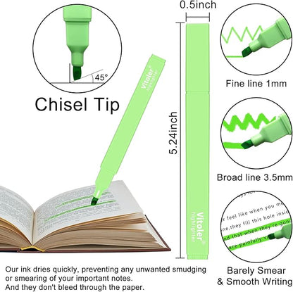 Vitoler 10Pack Bible Highlighters, Cute Assorted Colors Pastel Highlighters No Bleed Chisel Tip Highlighter for Aesthetic School Supplies