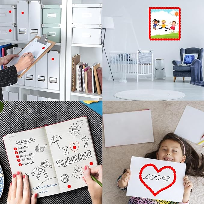 1400 PCS Colored Dot Stickers Round Color Coding Labels Polka Circle Dot Label Sticker for Office,Classroom,Papers Etc (Red, 3/4 inches)