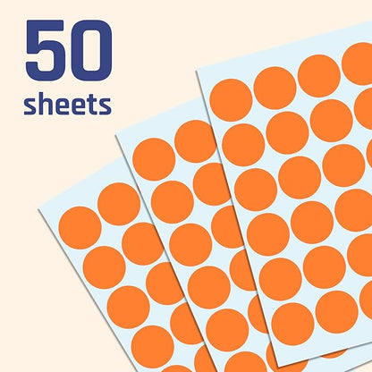 1200 Pack, 1" Round Dot Stickers Circle Labels - Orange