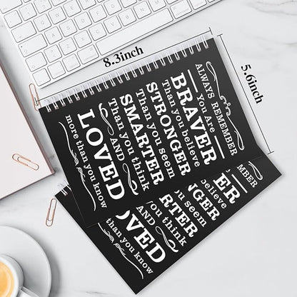 2 Pcs A5 Spiral Notebook,Inspirational Journal,Motivational Journal for Women Men,100 Pages Lined Spiral Journal Notebook College Ruled Daily Diary for School,Travel,Business,Work (Always-Black)
