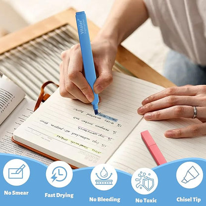 Vitoler Highlighters Assorted Colors,8pcs Chisel Tip Cute Highlighters, Cute High lighters No Bleed for School Office Supplies