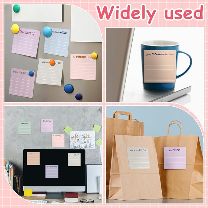 Yinder 24 Pcs Inspirational Sticky Notes Christmas Stocking Stuffers Motivational Sticky Notes Pad Employee Appreciation Gift Bulk for Teacher Nurse Coworker Office 3 x 3'' (Appreciation,Aesthetics)