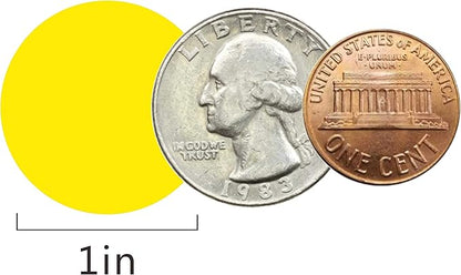 PARLAIM 1 Inch Round Permanent Adhesive Color-Code Dot Stickers,1000 per Roll dots Label Dispenser Box (Yellow)
