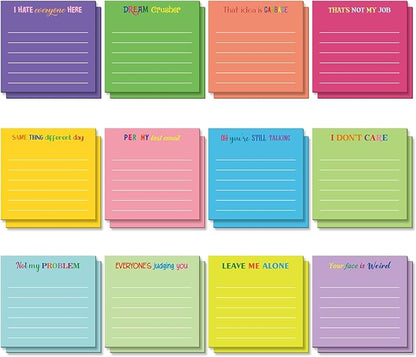 Yinder 24 Pcs Inspirational Sticky Notes Christmas Stocking Stuffers Motivational Sticky Notes Pad Employee Appreciation Gift Bulk for Teacher Nurse Coworker Office 3 x 3'' (Funny,Dark Color)