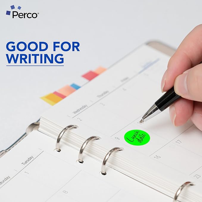 Perco Fluorescent Green 1-Inch Round Circle Dot Sticker Labels with Easy Peel Perforation - 1,000 Labels per Roll - Strong Adhesion, Vibrant Colors for Organizing, Crafting & More - Made in USA