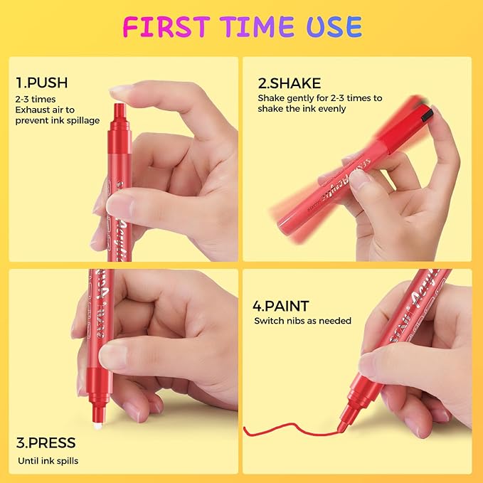 SFAIH Acrylic Red Paint Pens - 8 Pack 2-3MM Medium Tip & 0.7MM Extra Fine White Paint Marker for Rock Painting, Wood, Metal, Fabric, Canvas, Glass, Ceramic, Diy Crafts