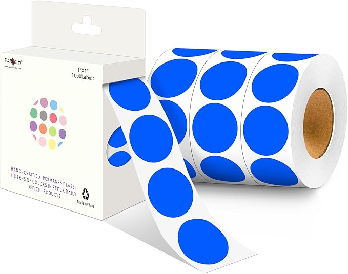 PARLAIM 4 Rolls 4000PCS 1 inch Round Color Coding Circle Dot Labels, Blue Color- Coding Label Sticker for Home Office Classroom (Blue)