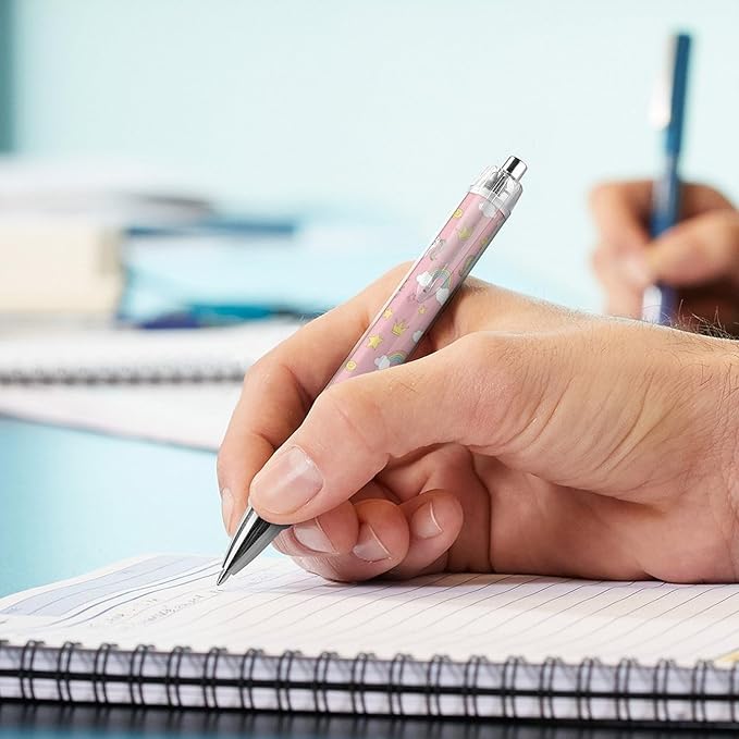 0.5mm Ballpoint for Unisex, Retractable Cute Pink Unicorns Ball Pen, Fine Point Smooth Writing Pen Office Supplies, 4 Pcs