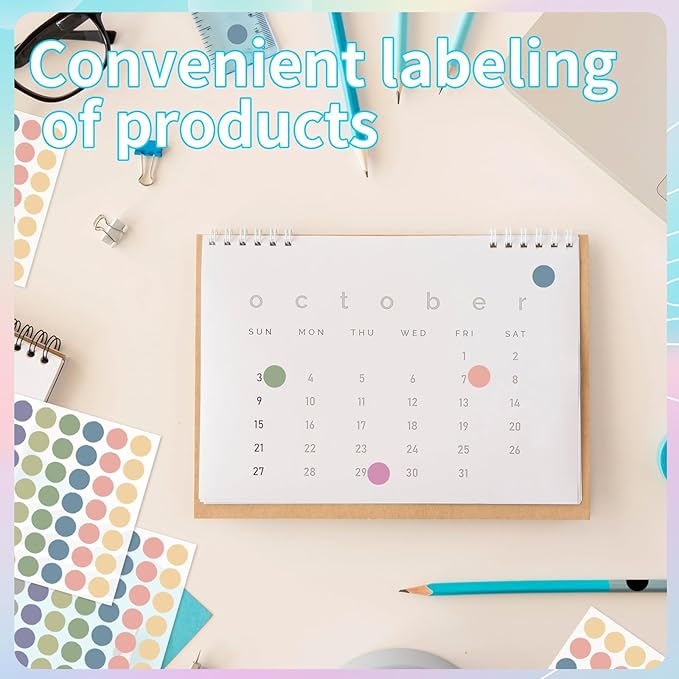 Dot Stickers, 1/2 Inch Morandi Circle Stickers, 1400pcs Self-Adhesive Writable Color Coding Labels, Round Labels for Office, Classroom, Garage Sale