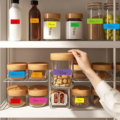 STARLIBOO Removable Labels, Removable Colored Labels Stickers, Self-Adhesive Rectangular Stickers Water/Oil/Tear Resistant for Storage/Classroom/Home (2 Size, 300 Labels)