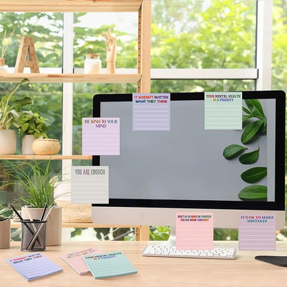 Yinder 24 Pcs Inspirational Sticky Notes Christmas Stocking Stuffers Motivational Sticky Notes Pad Employee Appreciation Gift Bulk for Teacher Nurse Coworker Office 3 x 3'' (Mental Health,Aesthetics)