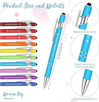 Geyee 24 Pcs Religious Sticky Notes with Bible Verse Pens Fun Notepads for Adults Coworkers Nurse 3 x 4 Inch to Do List Notepads with Sayings Pen for Lab Week Gifts Teacher Office Supplies