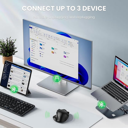 TECKNET Wireless Mouse, Bluetooth Mouse (BT5.0/3.0 & 2.4G) Rechargeable 4800 DPI Silent Mice, Computer Mice with USB A Receiver,Large Sized Ergo Grips Optical Cordless Mice for Laptop/Mac/PC,Black