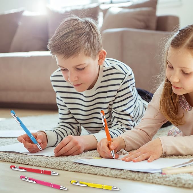 Zonon 12 Pcs Inspirational Pens Bulk Funny Ballpoint Pen with Stylus Tip Motivational Gifts for Christmas Teacher Coworkers Nurse School Office Supplies(Pastel Colors,Classic Style)