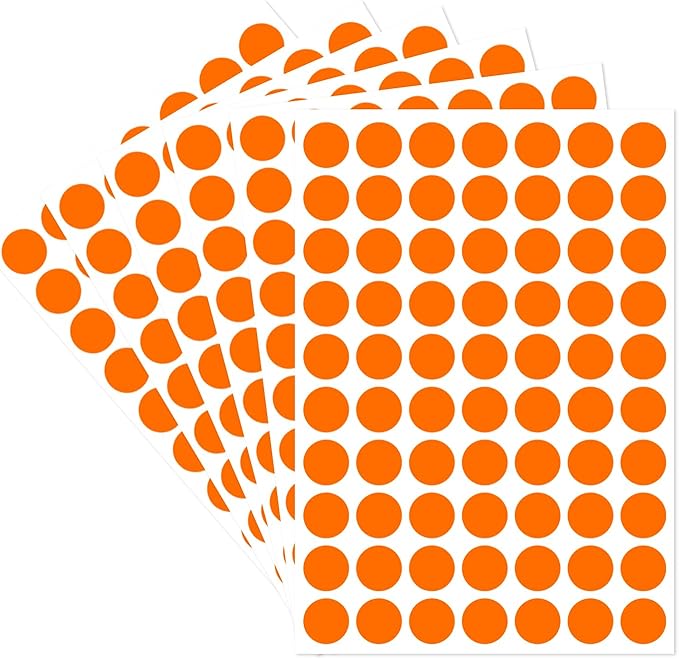 Dot Stickers,1/2 Inch Orange Circle Stickers,1400pcs Self-Adhesive Writable Color Coding Labels,Round Labeling Stickers for Office Classroom Garage Sale
