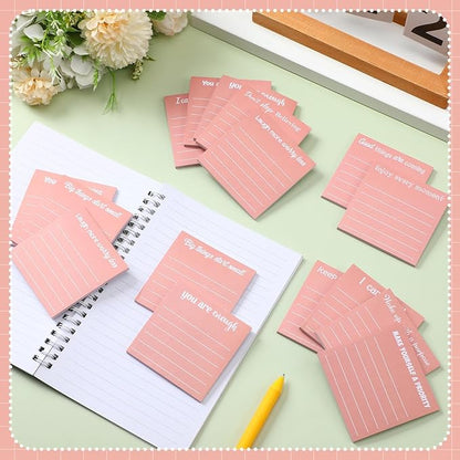 Yinder 24 Pcs Inspirational Sticky Notes Christmas Stocking Stuffers Motivational Sticky Notes Pad Employee Appreciation Gift Bulk for Teacher Nurse Coworker Office 3 x 3'' (Inspirational,Rose Gold)