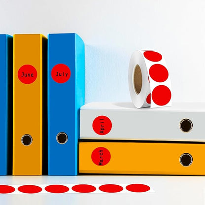 PARLAIM 1 Inch Round Color-Code Dot Stickers,10000per/10 Rolls dots Label Dispenser Box, Red Circle Stickers Label for Office Home (Red)