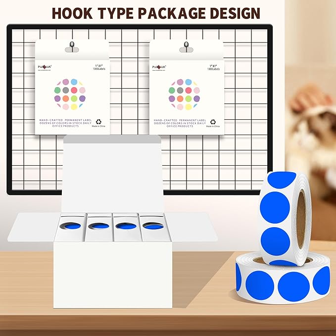 PARLAIM 4 Rolls 4000PCS 1 inch Round Color Coding Circle Dot Labels, Blue Color- Coding Label Sticker for Home Office Classroom (Blue)