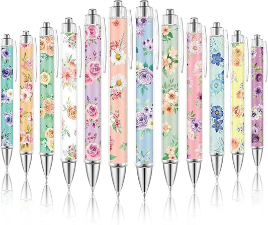 12 Pcs Christmas Flower Pens Colorful Floral Ballpoint Pens Retractable Black Ink for Women Flower Writing Spring Journaling Floral Gifts Office Supplies Colleagues, Teachers, Students