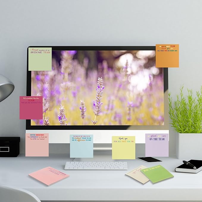Yinder 24 Pcs Employee Appreciation Sticky Notes Xmas Gift Bulk Motivation Note Pads Mini Inspirational Note Gift for Teacher Nurse Staff Coworker Office Supply 3 x 3'' (Appreciation,Vivid)