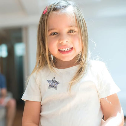 Sliver Star Stickers for Kids Reward, 1" Diameter, 500 per Roll, 1 inch