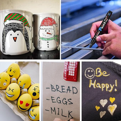 Overseas Green Acrylic Paint Markers - 8 Pack Medium Tip Acrylic Paint Pens, Water Based, Quick Drying, Waterproof, Non Toxic Permanent Markers for Rock, Wood, Plastic, Metal, Canvas, Glass, Fabric