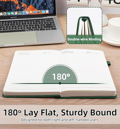 Lined Journal Notebook 365 Pages, A5 Leather Journals for Writing Women & Men, Hardcover Notebook with 100GSM Thick Paper, Daily Journal Notebook for Travel, Work, School, Note Taking, College Ruled