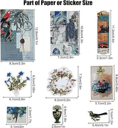200PCS Vintage Scrapbooking Supplies Kit for Journaling, Scrapbook Sticker Paper Pack for for Bullet Journals Junk Journal Planners Aesthetic Cottagecore Room Decor Wall Art Collage Album