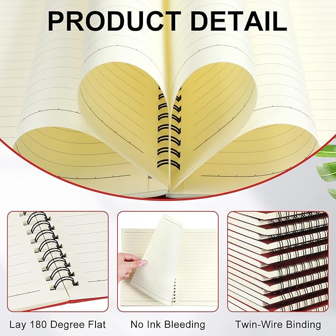 Yahenda Spiral Notebook Bulk A5 Journal Lined 8.3'' x 5.5'' Writing Composition Paper Small Notepad Subject Notebook for Students Office Business Back to School Supplies(Red,18 Pcs)