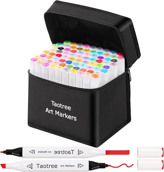 Taotree Alcohol Markers 80 Colors Dual Tips Art Markers Sketch Pens Set, Art Supplies Kit, Drawing Pens Set for Adult Coloring Books Painting, Sketching, Gifts for Teens Girls Boys Kids Artists