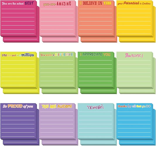 Yinder 24 Pcs Inspirational Sticky Notes Christmas Stocking Stuffers Motivational Sticky Notes Pad Employee Appreciation Gift Bulk for Teacher Nurse Coworker Office 3 x 3'' (Appreciation,Dark Color)