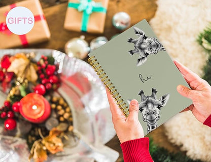 Giraffe Notebook Journal,Green Cute Animal Notebook Journal for School Women Teen Girls Kids,Gifts for Giraffe Lovers,Hardcover Spiral Notebooks for Work Notes Journaling,5.5x8.3 Inch