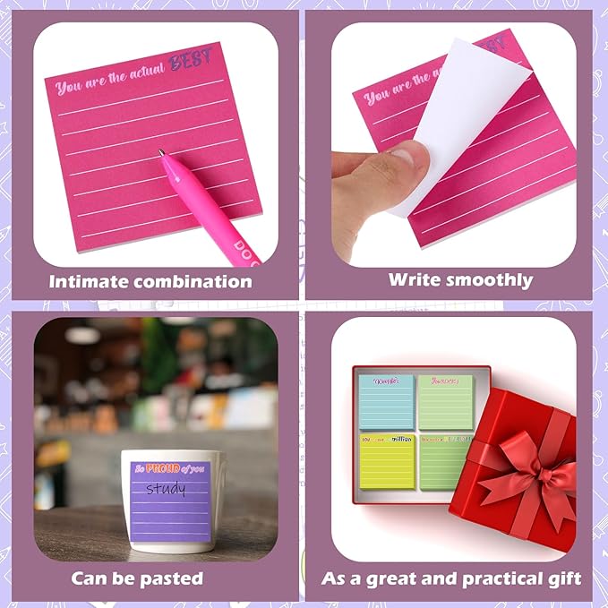 Yinder 24 Pcs Inspirational Sticky Notes Christmas Stocking Stuffers Motivational Sticky Notes Pad Employee Appreciation Gift Bulk for Teacher Nurse Coworker Office 3 x 3'' (Appreciation,Dark Color)