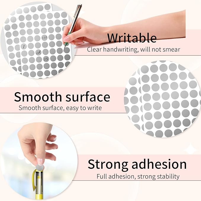 Dot Stickers, 1/2 Inch Silver Circle Labels, 1400pcs Self-Adhesive Writable Color Coding Stickers for Office, Classroom, Garage Sale