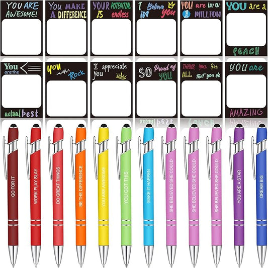 Geyee 24 Pcs Modern Sticky Notes with Funny Pens Fun Notepads for Adults Coworkers Nurse 3 x 4 Inch to Do List Notepads with Sayings Pen for Lab Week Gifts Teacher Office Supplies