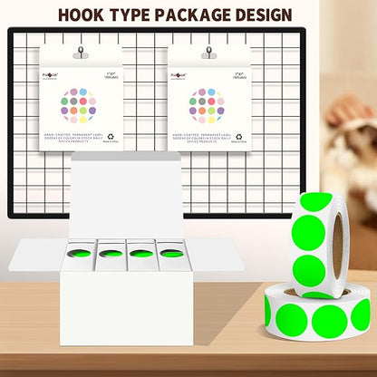 PARLAIM 4 Rolls 4000PCS 1 inch Round Color Coding Circle Dot Labels, Color- Coding Label Sticker for Home Office Classroom (Fluorescent Green)