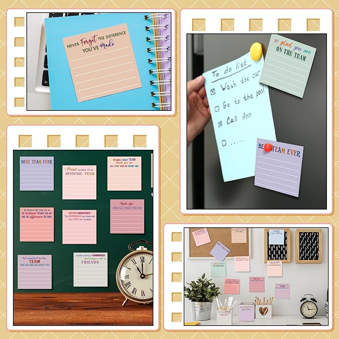 Yinder 24 Pcs Inspirational Sticky Notes Christmas Stocking Stuffers Motivational Sticky Notes Pad Employee Appreciation Gift Bulk for Teacher Nurse Coworker Office 3 x 3'' (Team,Elegant)