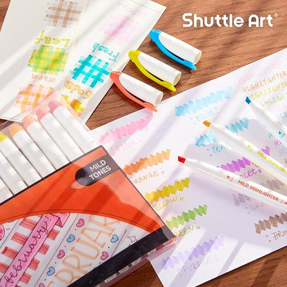 Shuttle Art 30 Colors Highlighters, Pastel Highlighter Pens Assorted Colors, Dual Tip Mild Color Highlighter Markers, Perfect for Teens, Kids and Adults Coloring, Underlining, Highlighting